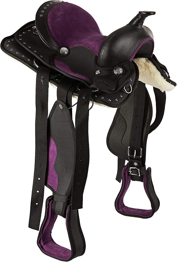 cwell equine 男女皆宜,青少年西部鞍座,西式鞍座,紫色,10" =